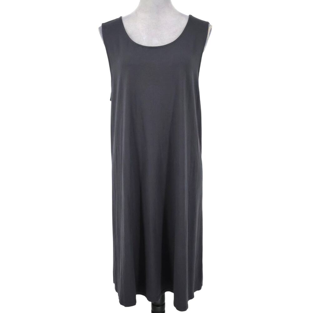 J Jill Tank Dress Petites PXL XLP Dark Gray Stretch Knit Midi Pullover Casual